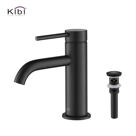 Kibi Circular Single Handle Bathroom Vanity Sink Faucet with Pop Up Drain C-KBF1008MB-KPW100MB